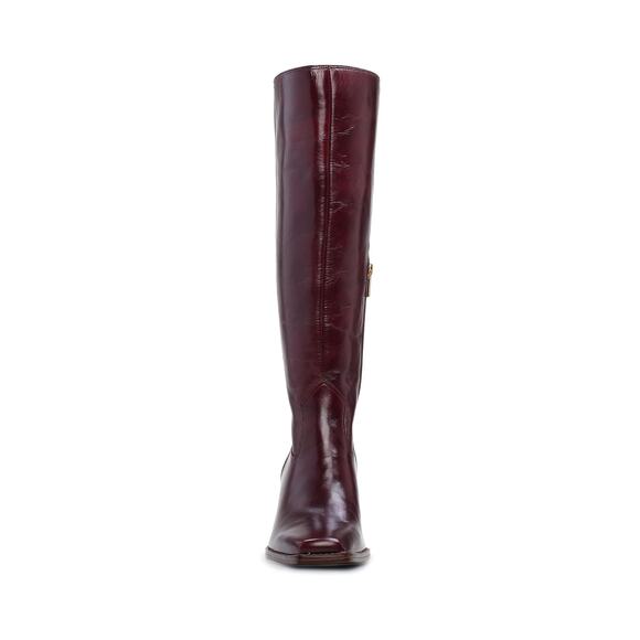 Vince Camuto Womens Sangeti Knee High Boots 7.5 Wide XW Calf Maroon Leather NWOB - Picture 3 of 12